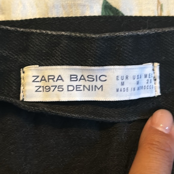 ZARA Asymmetrical Black Denim Skirt with Belt and Raw Hem - Picture 11 of 11